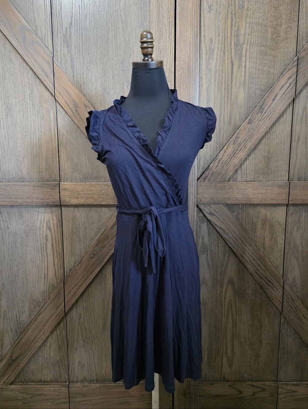 Boden Navy Ruffle-Trim Wrap Dress